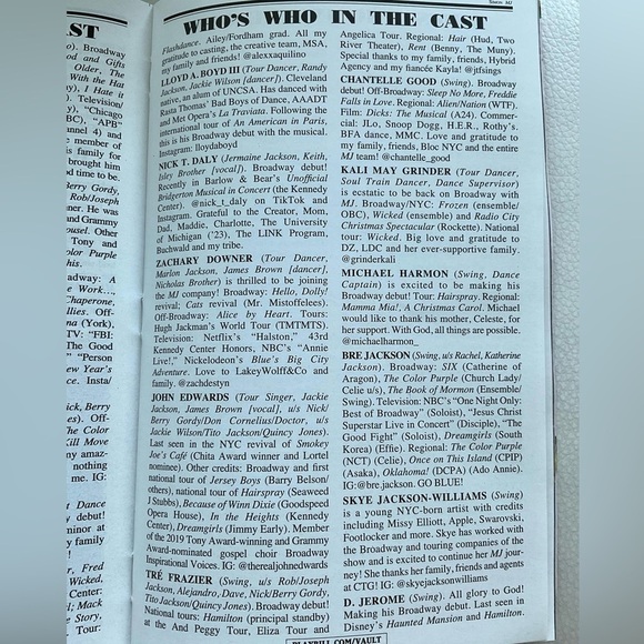 MJ Musical Broadway Playbill Neil Simon Theatre July 2024 Elijah Rhea Johnson - Picture 9 of 9